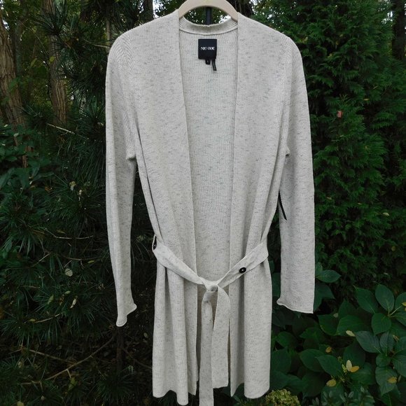 NIC+ZOE Sweaters - Nic + Zoe Speckled-Almond Belted Long Cardigan Sz-S NWT